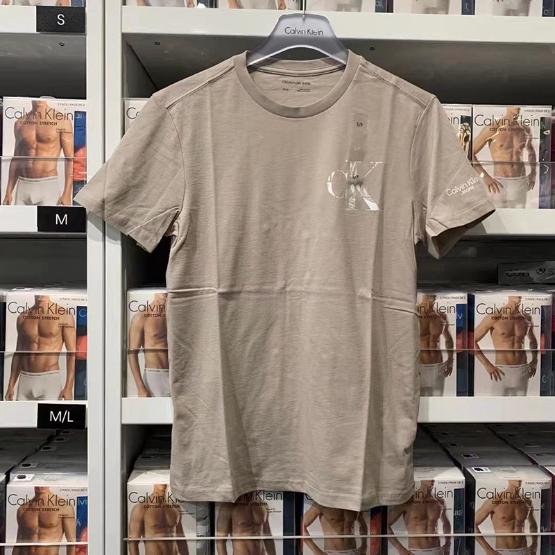 Áo Thun cotton Tay Ngắn Cổ Tròn In Chữ logo Calvin Klein Trẻ Trung Hợp Thời Trang Cho Nam