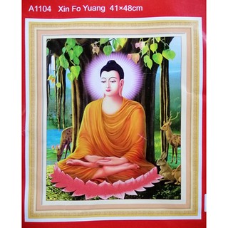 Tranh thêu chữ thập Phật thích ca (chưa thêu) A1104