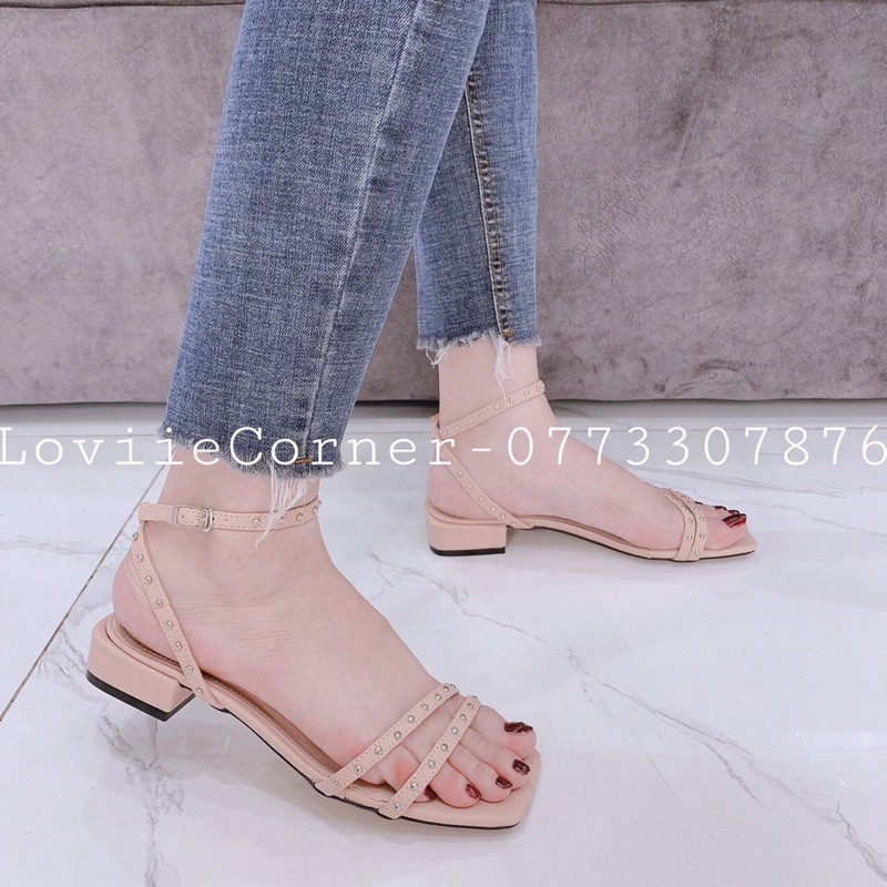 LOVIIECORNER- SANDAL QUAI MẢNH DÂY CHÉO - GIÀY SANDAL NỮ ĐẾ BỆT DÂY MẢNH QUAI CHÉO - SANDAL CAO GÓT ĐẾ VUÔNG S210324