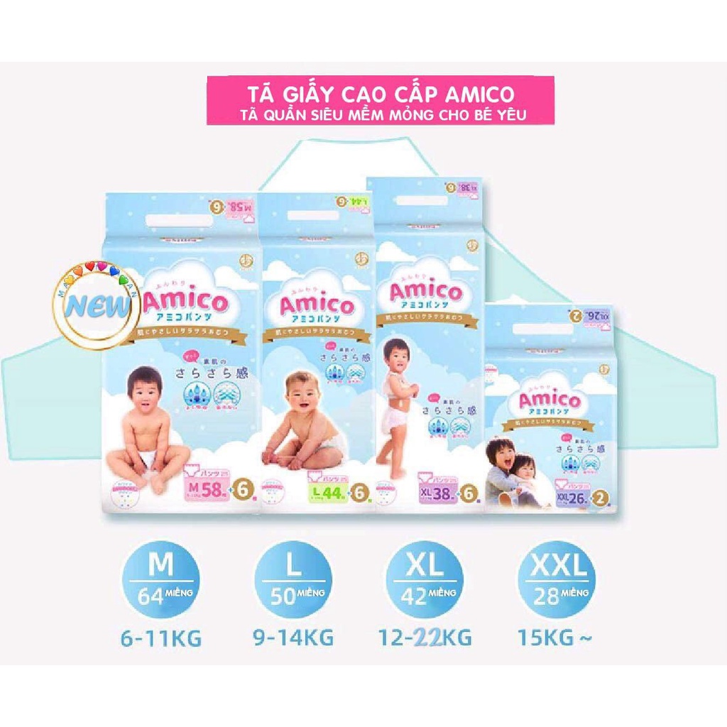 Bỉm Quần Amico Siêu Mềm Mỏng Size M /L /Xl /Xxl - Miếng Lẻ