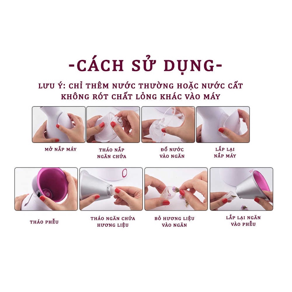 Máy Xông Hơi Mặt , Thiết Kế Nhỏ Gọn, Dễ Sử Dụng, Thân Máy Bằng Nhựa ABS Cao Cấp, Khay Đựng Nước Dung Tích 55ml