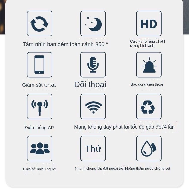Camera không dây ngoài trời Màn hình 360 ° kết nối từ xa với điện thoại di động HD tầm nhìn ban đêm wifi mái vò