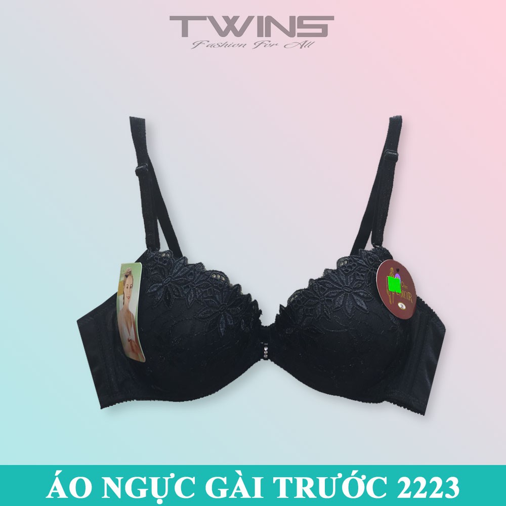 Áo ngực nữ ren cài trước nâng ngực SD2223 có gọng cúp xéo mút dày mềm mịn size 32-34-36-38