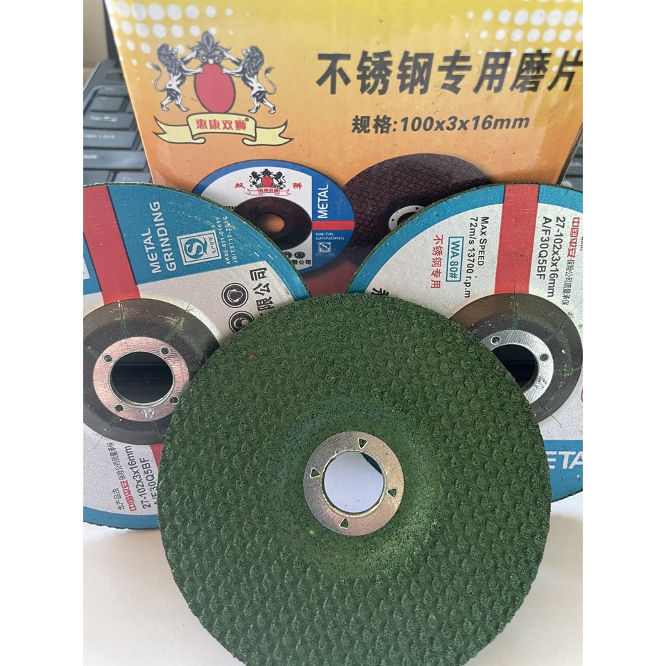 Đá mài vảy cá xanh chuyên inox 1 tấc kích thước 100x3x16mm