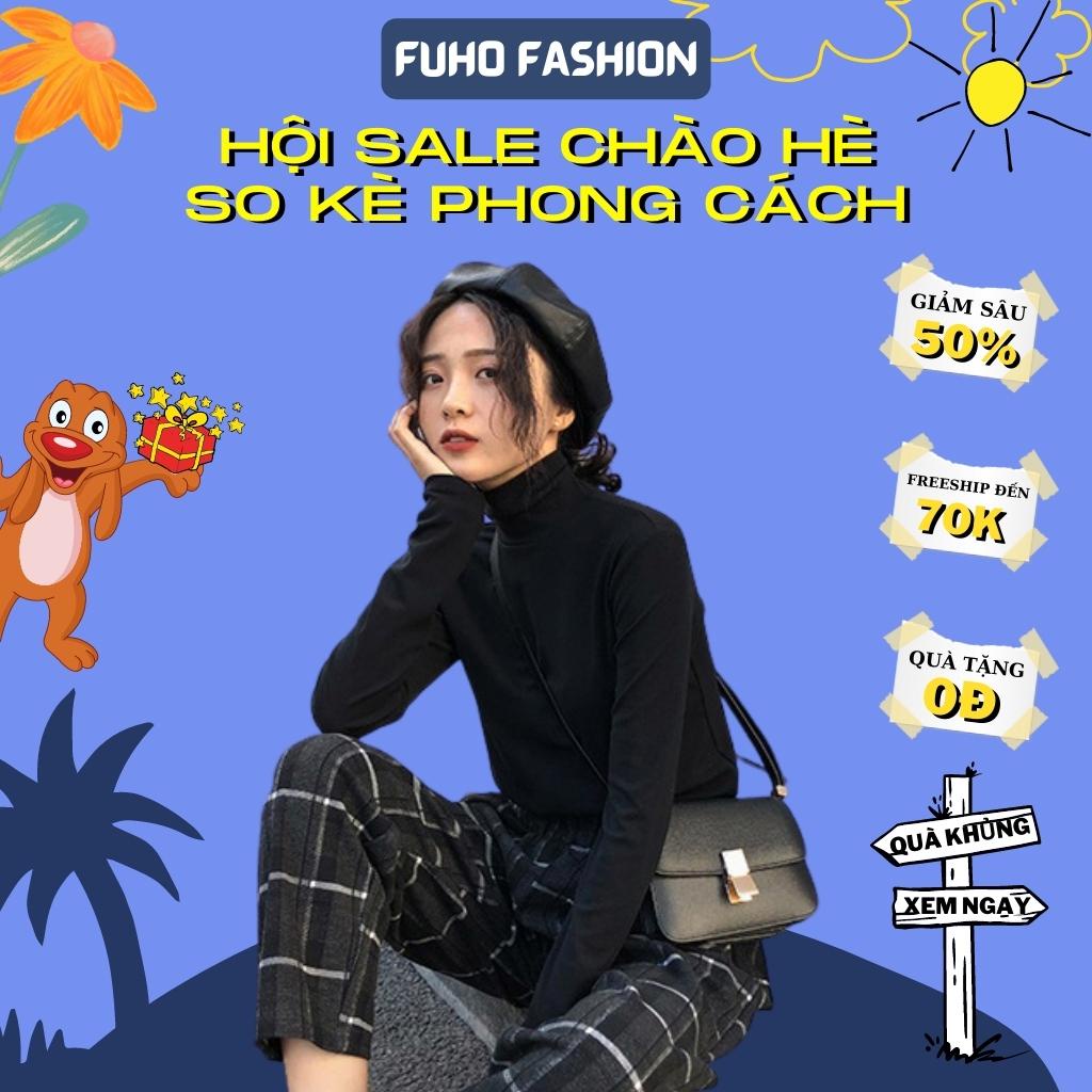 Áo giữ nhiệt nữ cổ cao lót nỉ phong cách hàn quốc FUHO Fashion 018