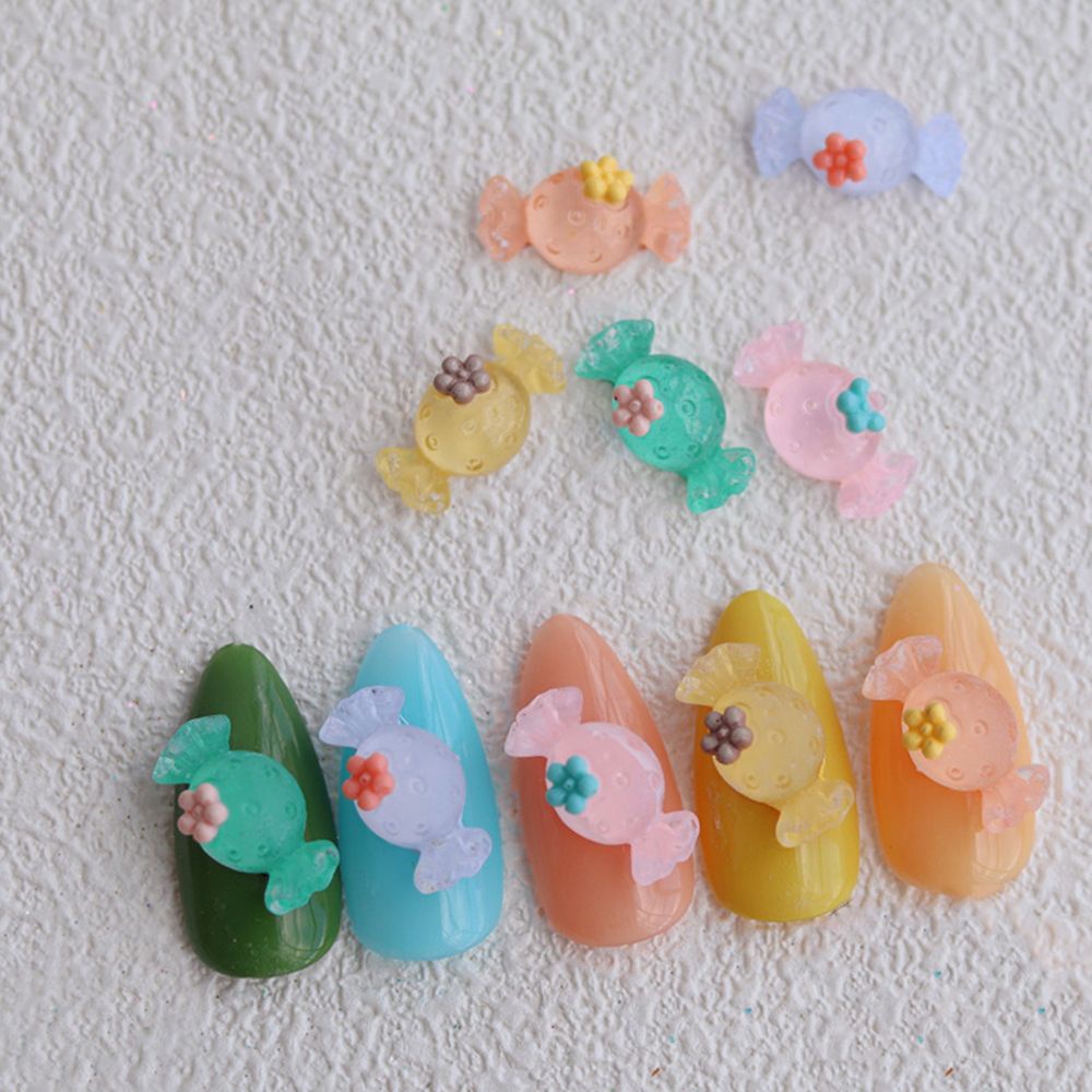 [Hàng mới về] Phụ Kiện Trang Trí Móng Tay Nghệ Thuật 3D Bằng Nhựa Resin Hình Kẹo Ngọt Dễ Thương