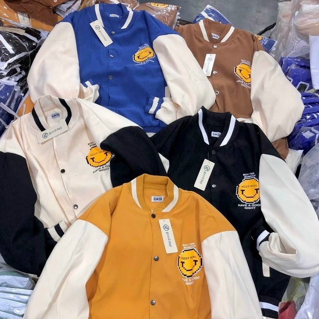 Áo bomber nỉ da lộn MẶT CƯỜI dày cao cấp áo nỉ bông chống nắng nam nữ Unisex đang hot- AQ STORE