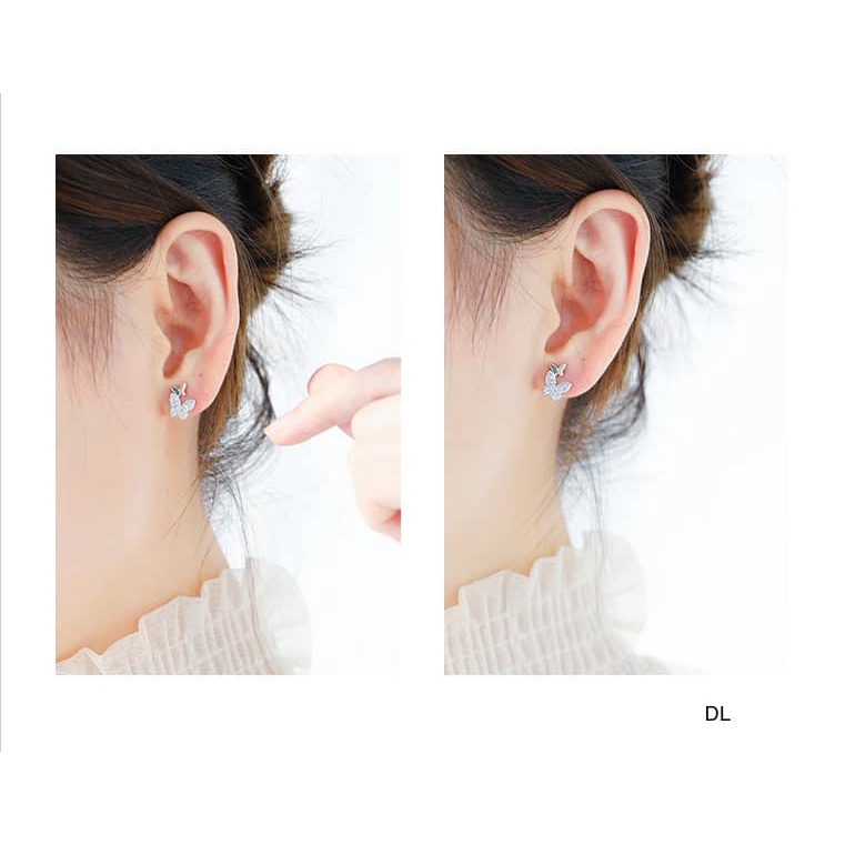 Hoa tai cánh bướm đôi bạc ta cao cấp nữ