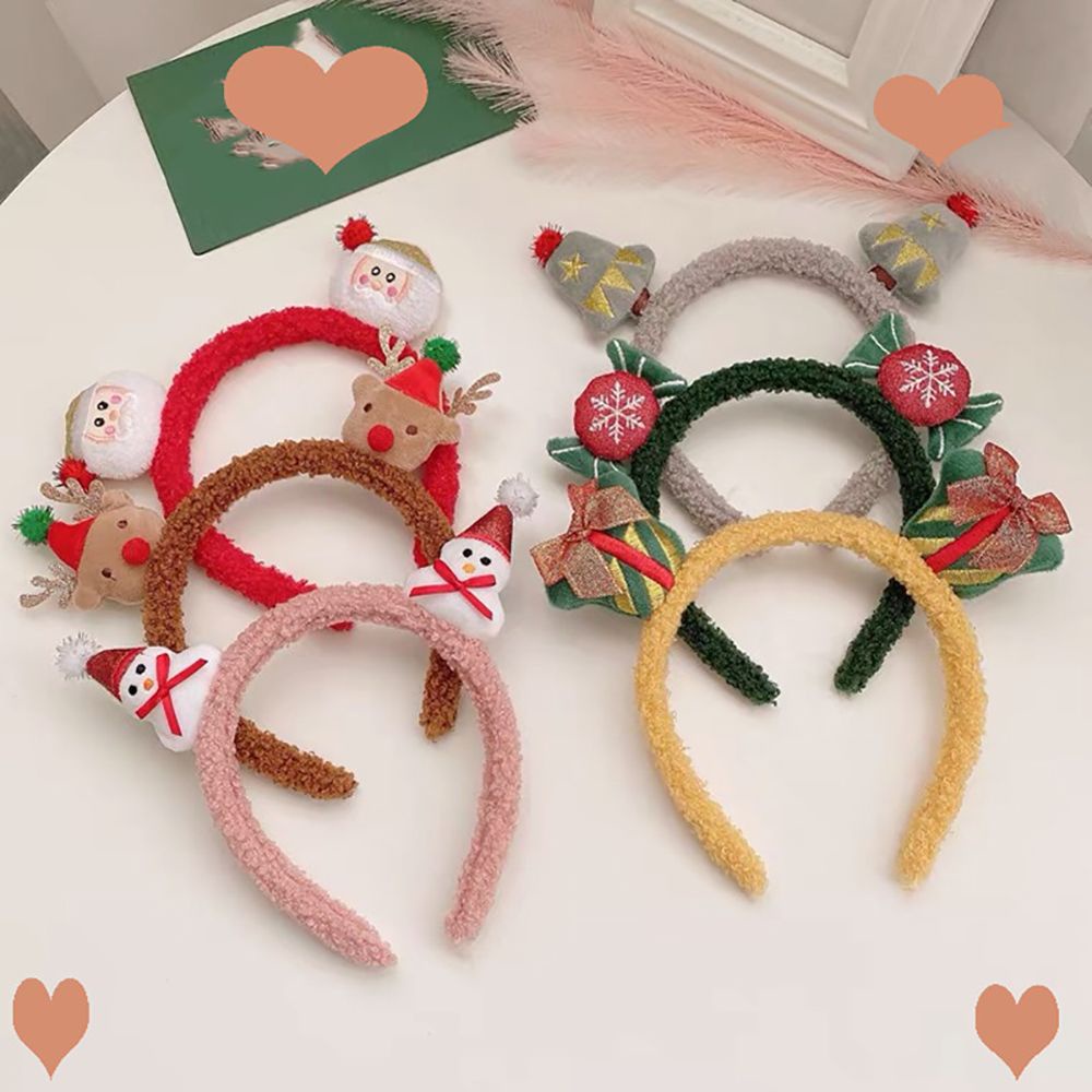 Băng đô cài tóc rửa mặt nhiều màu sắc họa tiết ông già noel/ người tuyết dễ thương phong cách Hàn Quốc thời trang cho nữ