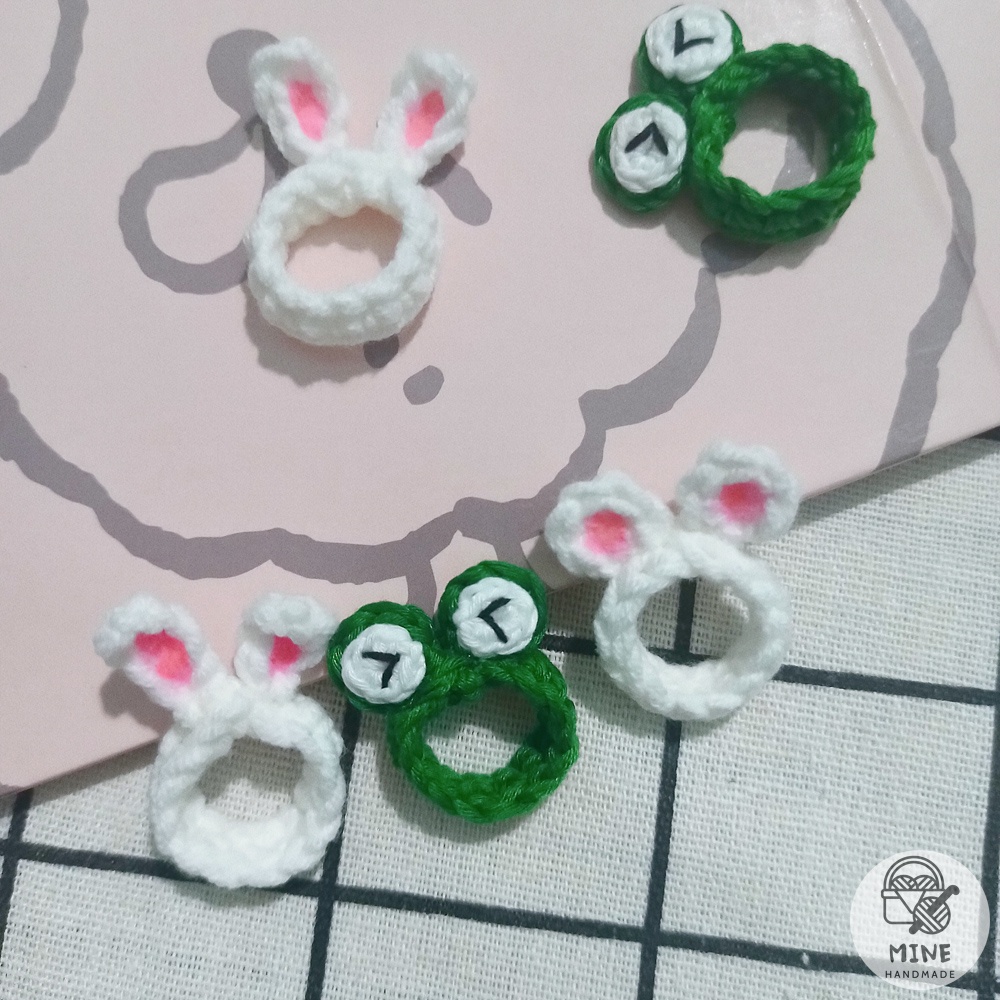Nhẫn len hình ếch, tai thỏ dễ thương - Nhẫn cặp đôi bạn thân, tình yêu hot trend Hàn Quốc
