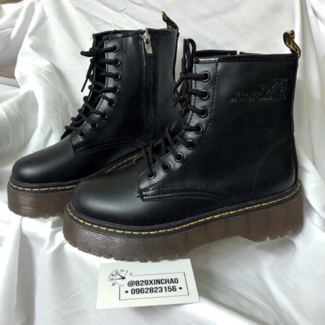 sẵn| Giày độn đế kếp 🥰 giày dr / boot đen độn 5cm /chất da siêu đẹp (ĐẶT GIAO LUÔN)