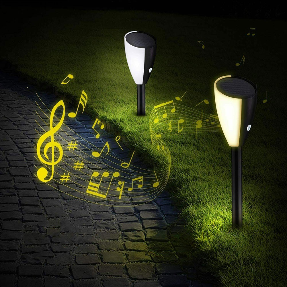 LED Solar Power Two Colors Garden Music Lamp Outdoor Waterproof Light