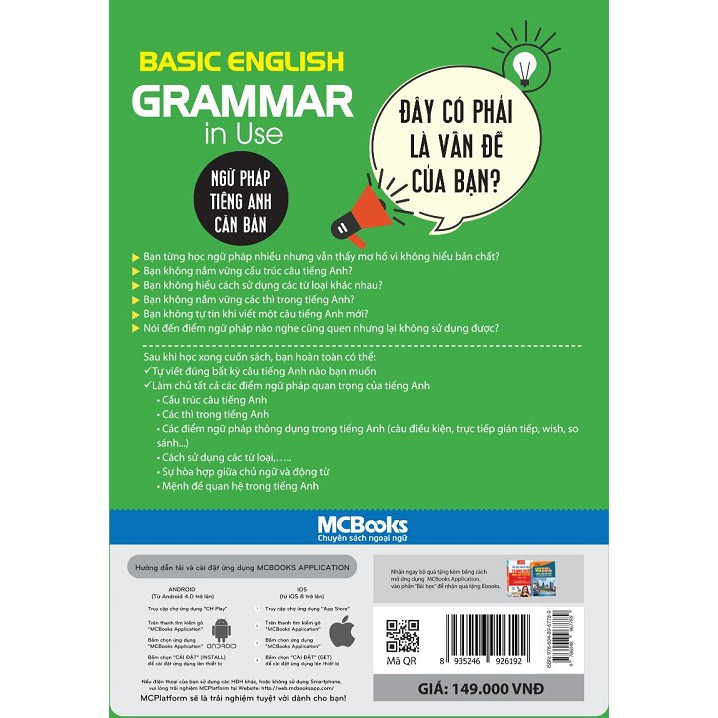 Sách Ngữ pháp tiếng anh căn bản - bìa xanh 1 màu