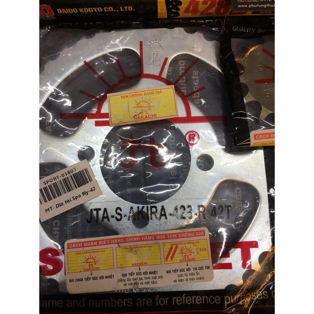 Nhông sên dĩa sport 9ly - Sên DD đen/Dĩa MT/ Nhông MT - Xipo/Satria