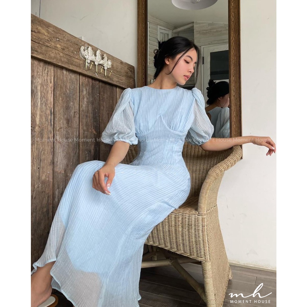 Đầm maxi tay bồng, chất liệu cao cấp, phía sau cột dây cách điệu (LUNA DRESS)
