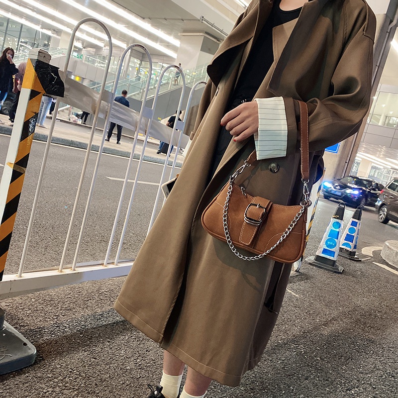 Túi xách đeo vai màu trơn phối khóa phong cách thời trang IELGY