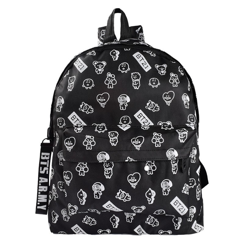 Balo BT21 BTS đen kèm strap A.R.M.Y