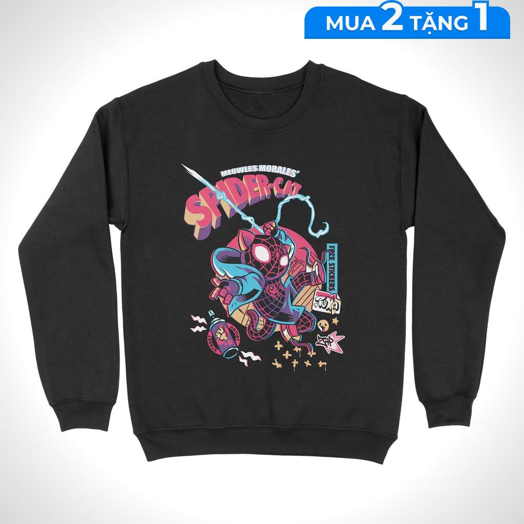 Áo Sweater Spider-Man: Miles Morales - Phiên bản mèo Unisex THE NEXT LEVEL, Cotton 100% 3 màu nam nữ - SW0098