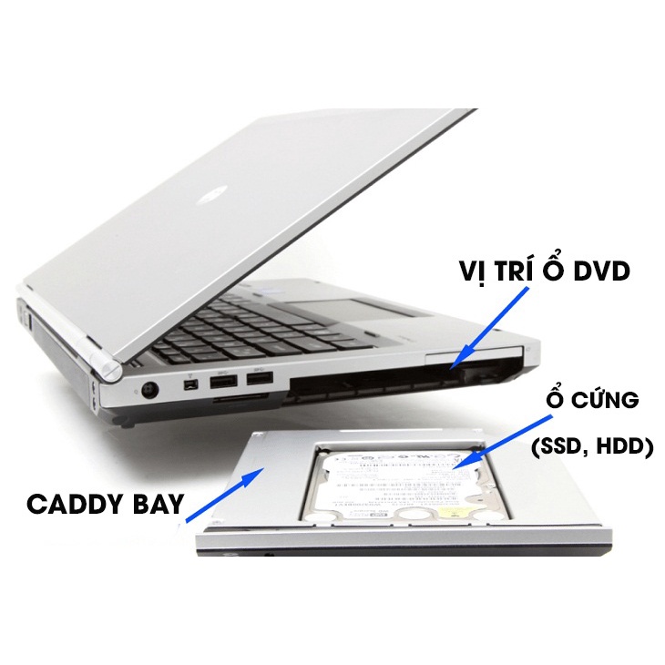 Caddy Bay Sata3 Tốt Cho Ssd Và Hdd 2,5” Size 9.5mm Và 12.7mm – Khay Ổ Cứng Thay Thế Ổ Dvd