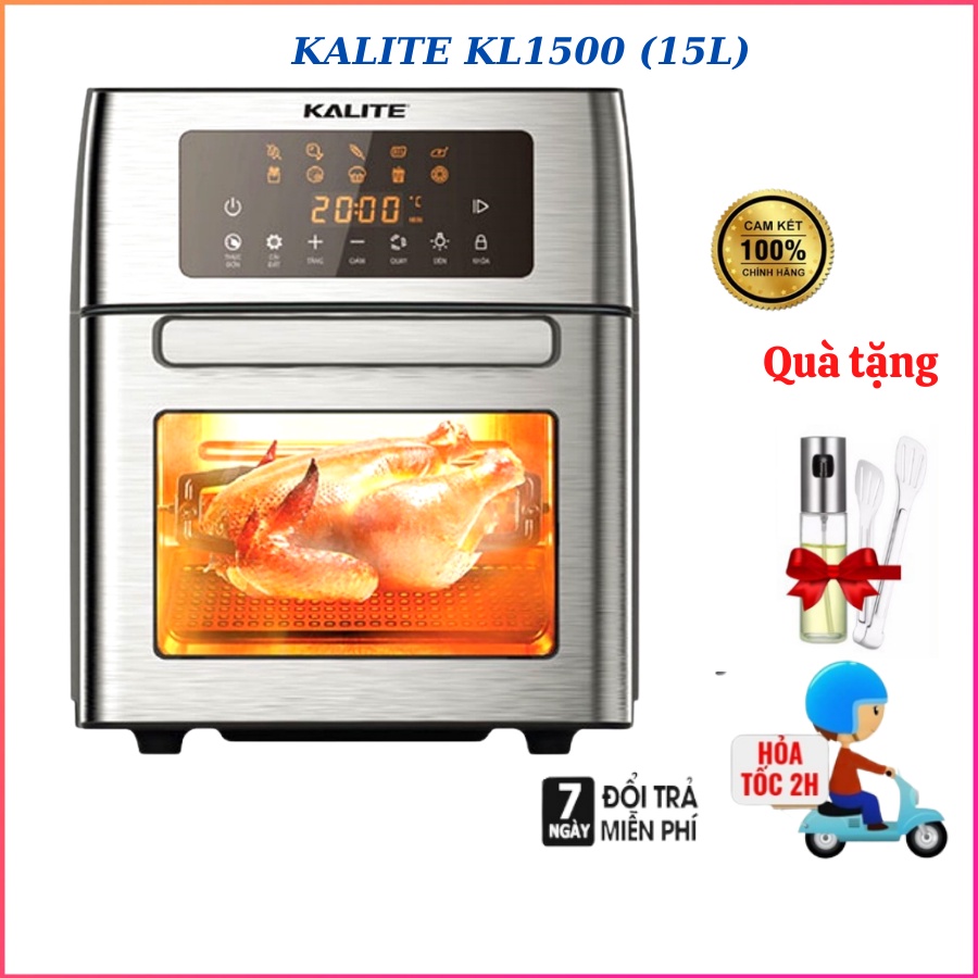 Nồi chiên không dầu kalite KL1500, bếp chiên không dầu 15L, nồi chiên gà nguyên con, chính hãng kalite + kèm quà tặng