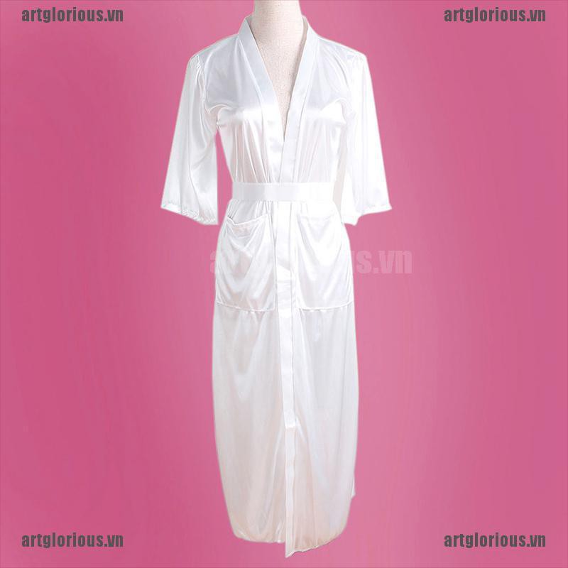 Áo Choàng Ngủ Dài Vải Lụa Phong Cách Kimono Quyến Rũ Cho Nữ | BigBuy360 - bigbuy360.vn