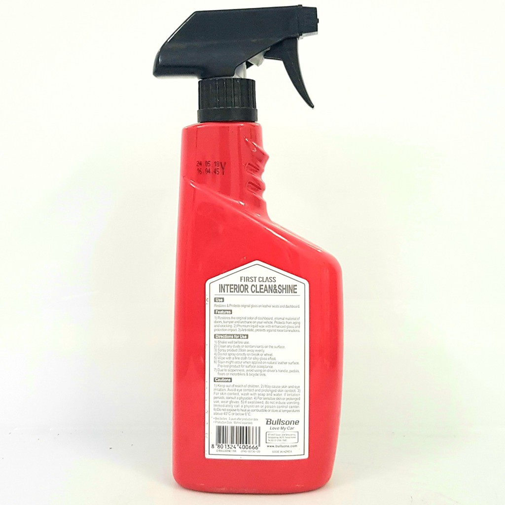 (Hàng sale) Dung dịch làm sạch ghế thảm, nội thất Bullsone Interior Clean & Shine 550ml