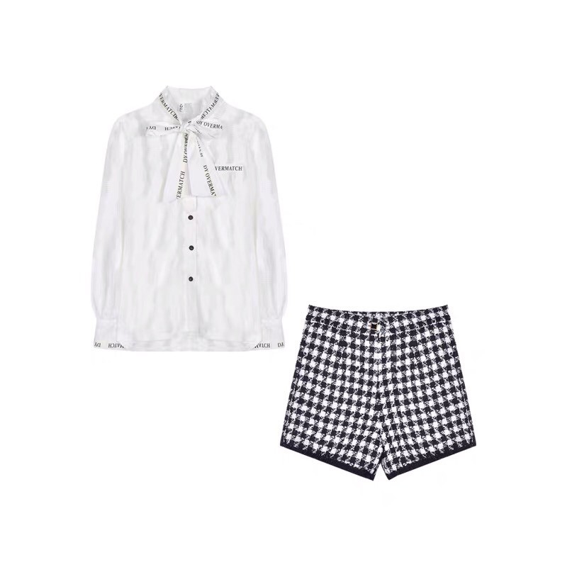 Áo sơ mi ren thắt nơ tay dài kèm quần dạ lưng cạp cao( KÈM ẢNH THẬT) | BigBuy360 - bigbuy360.vn