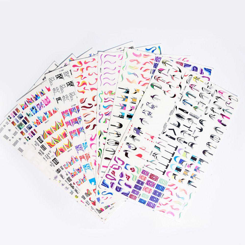 OCEANMAP Miếng Dán Trang Trí Móng Tay Họa Tiết Đá Cẩm Thạch Màu Cầu Vồng Xinh Xắn