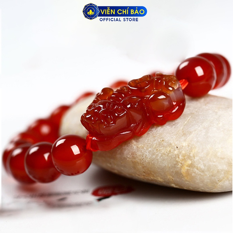 Vòng tay đá phong thủy Tỳ Hưu dây vải đỏ chất liệu đá tự nhiên thời trang nữ phụ kiện trang sức Viễn Chí Bảo V000