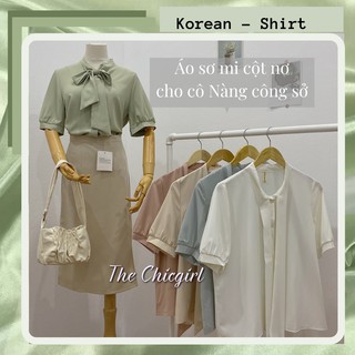 Áo sơ mi nữ Hàn Quốc chất voan cao cấp cột nơ cổ phong cách tiểu thư thanh lịch và sang trọng, sơ mi công sở.