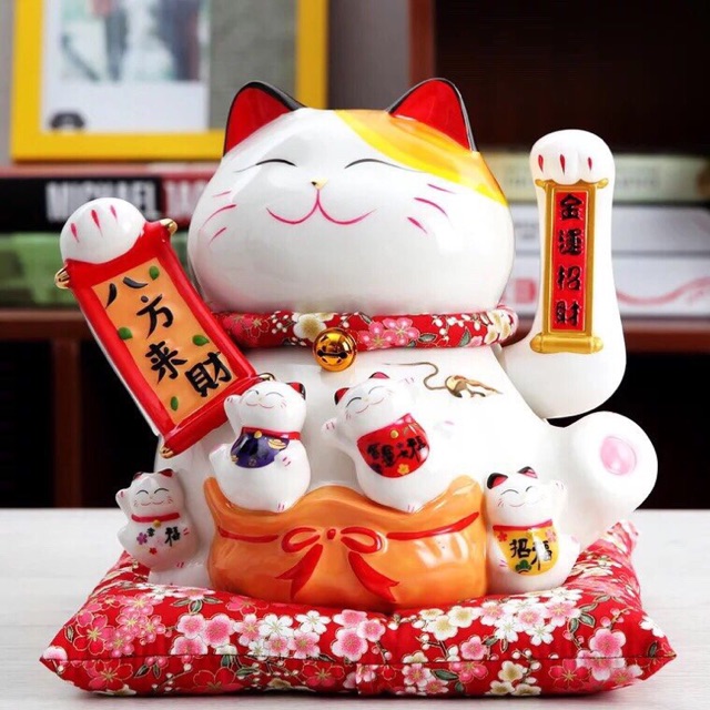 (Giá Huỷ Diệt) Mèo Thần Tài "Bát Phương Chiêu Tài Lộc" cao 23cm vẫy tay | BigBuy360 - bigbuy360.vn