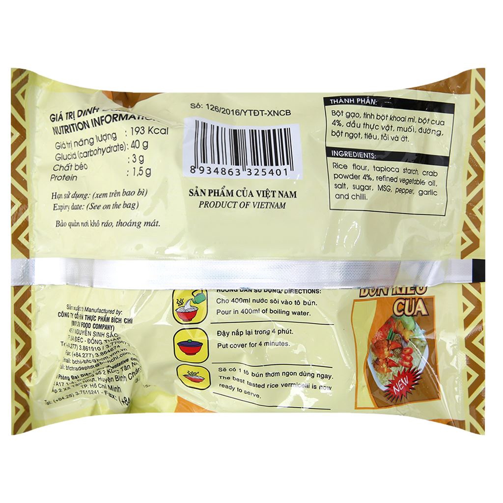 Thùng 30 gói Bún riêu cua vina Bích Chi