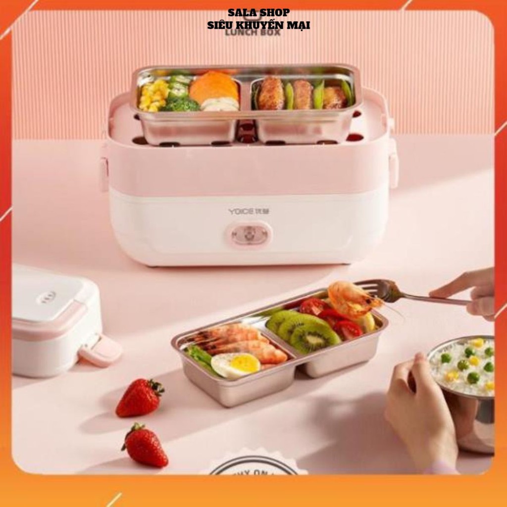 [Giá sập sàn] Hộp cơm cắm điện Yoice Y-FH5A, 2 tầng 4 ngăn, sử dụng để nấu chín, hâm nóng, giữ nhiệt