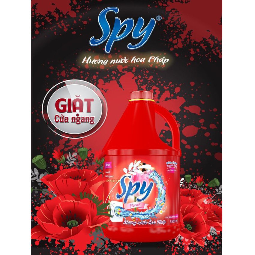 Nước giặt, Nước giặt xả SPY đỏ, cửa ngang 4500ml, lưu giữ hương thơm trong 5 ngày, diệt 99% vi khuẩn SP000083