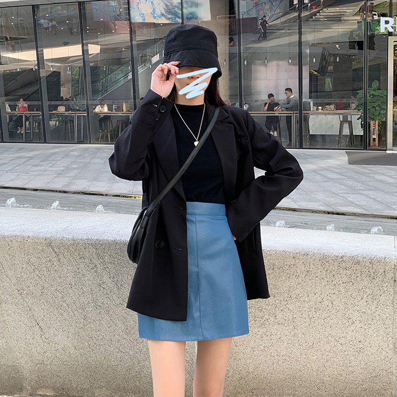 Xiaozhainv Chân Váy Da Trơn Màu Dáng Chữ A Phong Cách Hàn Quốc | BigBuy360 - bigbuy360.vn