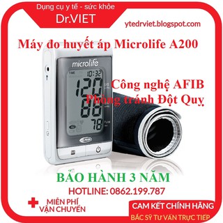 Máy đo huyết áp Microlife BP A200- Đo huyết áp và nhịp tim, Tầm soát bệnh rung nhĩ với công nghệ Afib, cảnh báo đột quỵ
