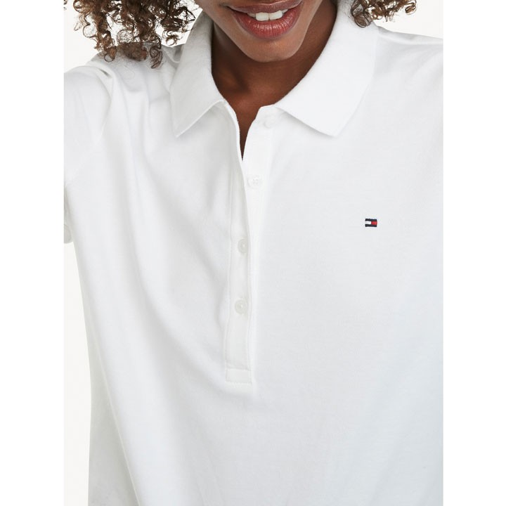 Áo thun nữ Tommy Hilfiger Regular Fit Stretch Cotton Polo - Bright White