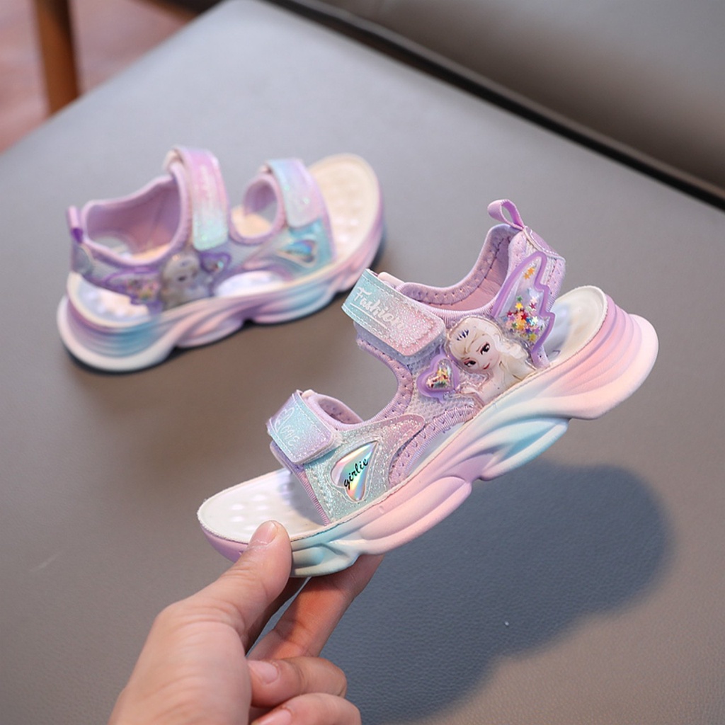 Giày quai dán chất liệu da chống nước cho bé gái đế in màu siêu đẹp- Hàng cao cấp