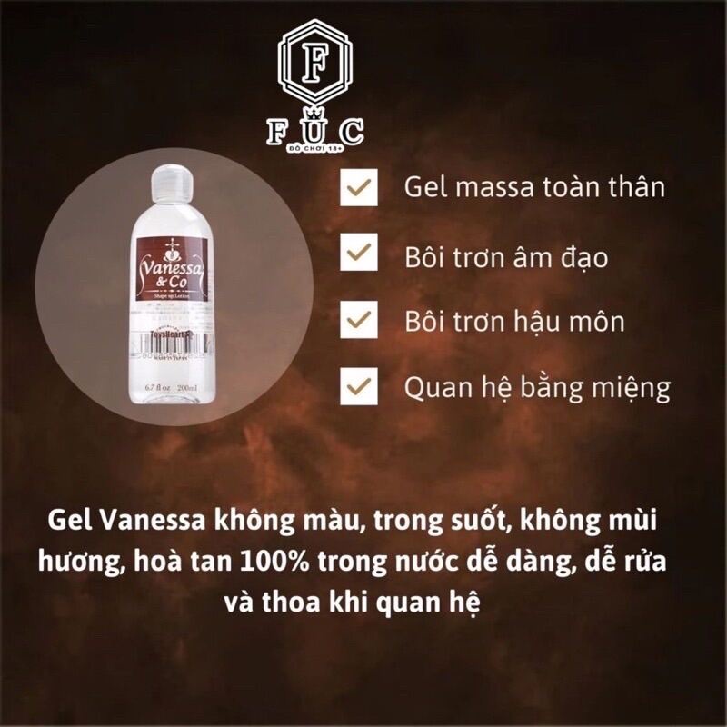 [ CHÍNH HÃNG ] - Gel Bôi Trơn Vanessa Co Nhật Bản, cấp ẩm tự nhiên, bôi trơn siêu mượt, an toàn, hiệu quả - chai 200ml