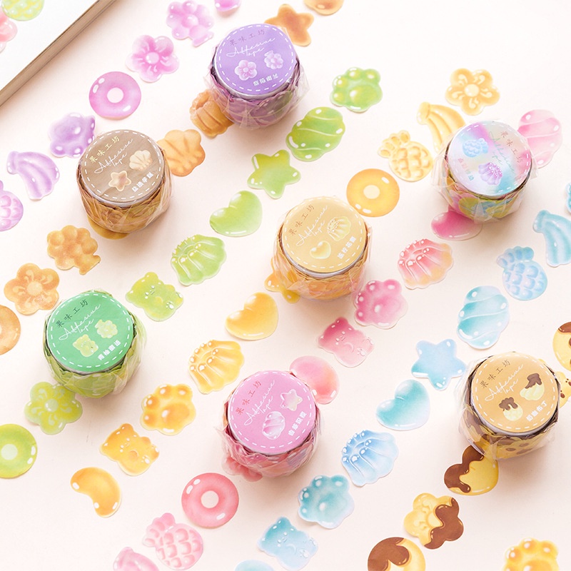 Bộ 100 Băng Dính Washi Màu Kẹo Ngọt Tươi Tắn