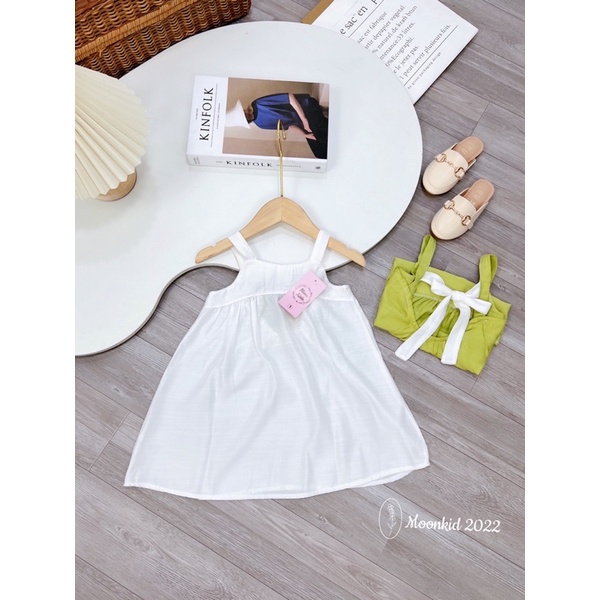 Váy 2 dây, đầm maxi nơ lưng cho bé gái