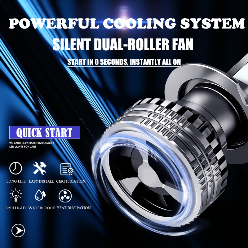 2 Bóng H11 Đèn Pha LED Xe Hơi 3 Màu 12000LM H4 H1 H7 H8 9005 HB3 9006 HB4 3000K 4500K 6000K