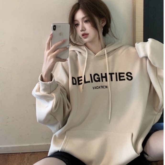 Áo hoodie nam nữ,Áo sweater nỉ nam nữ from rộng Unisex chất nỉ ngoại siêu dày dặn in chữ DELIG