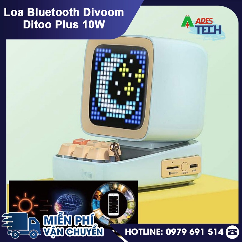 Loa Nghe Nhạc Bluetooth Divoom Ditoo Plus 10W - Hình Dáng Máy Tính Cổ, Màn Hình LED 256 Full RGB - Chính Hãng NEW 2021