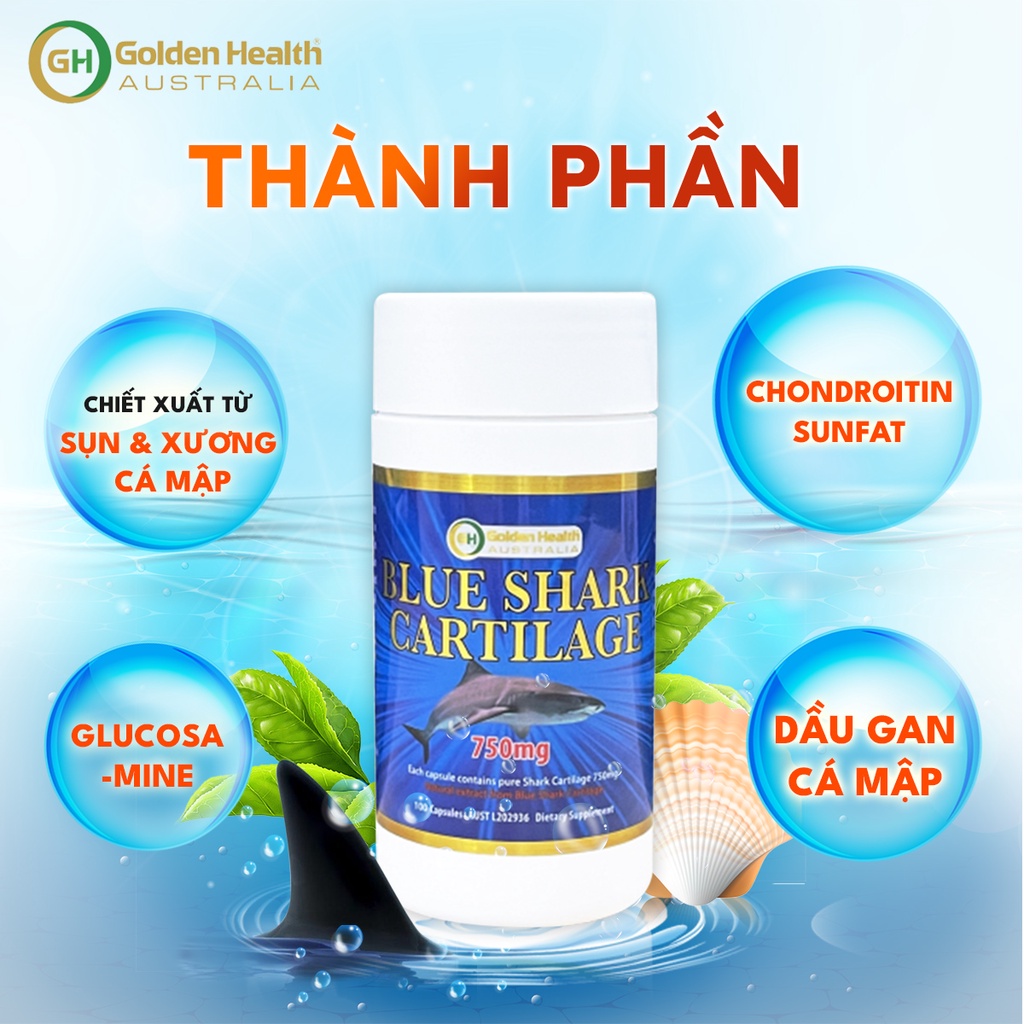 Viên Uống Sụn Vi Cá Mập Golden Health 750mg 100 viên