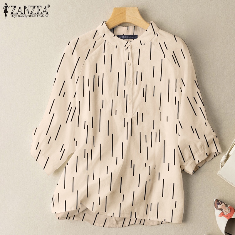 Áo sơ mi Zanzea cổ đứng tay lỡ thời trang dành cho nữ