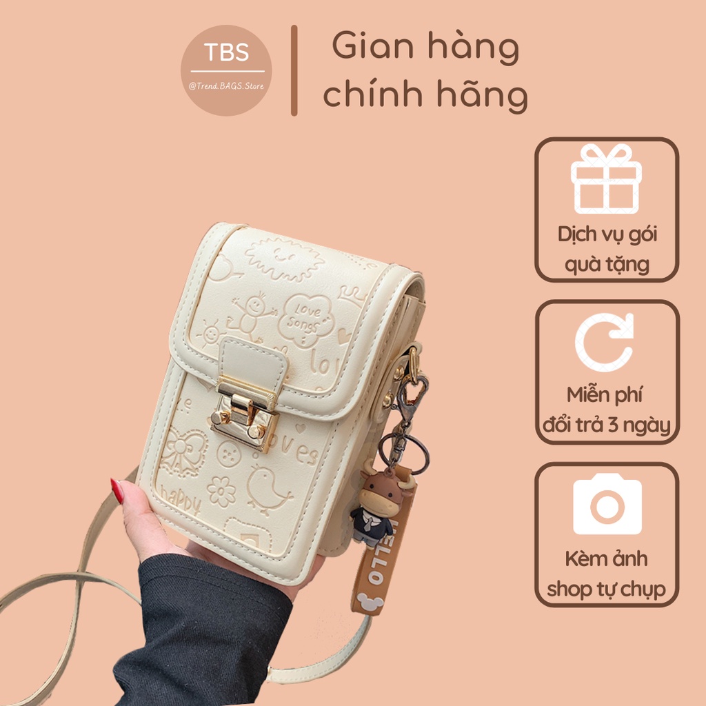 Túi đeo chéo nhỏ vân chìm khóa bóp - Hàng loại 1 - TB.Store DC343 16x12x7