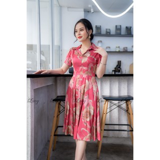 Đầm nữ thời trang lụa hoạ tiết Váy Lucy Ranri kim sa 1661
