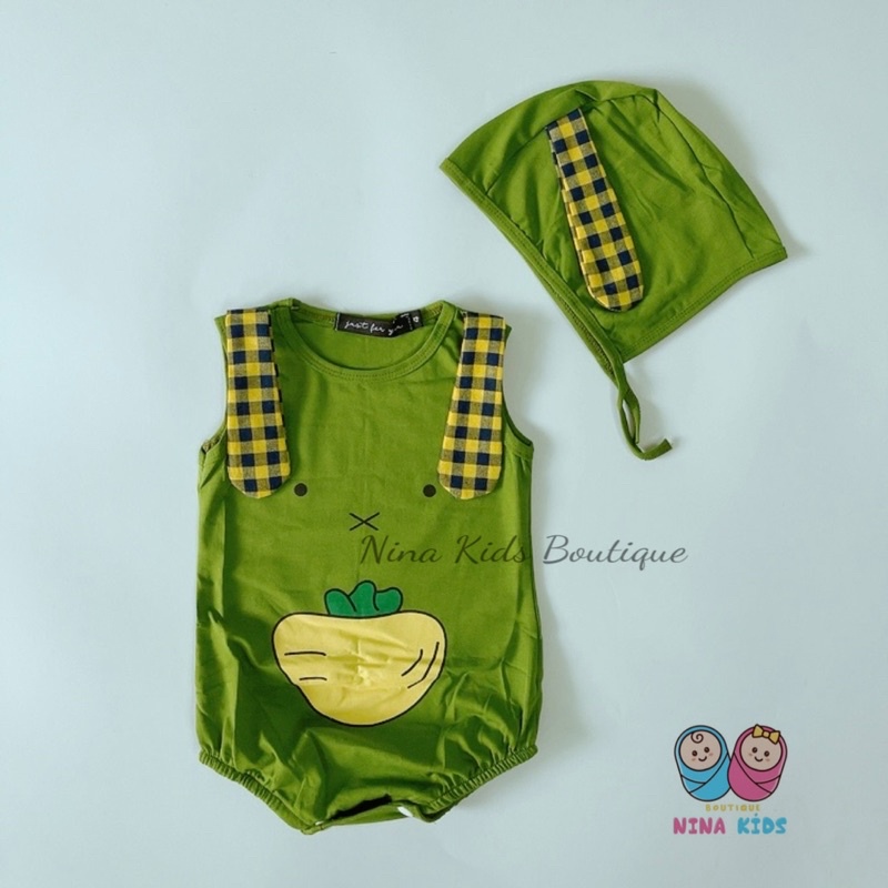 Body suit cotton cho bé kèm nón tai thỏ