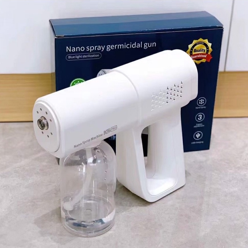 Máy Xịt Khử Khuẩn Cầm Tay, Súng Phun Khử Khuẩn K5 Pro Cao Cấp Tia Uv - 8 Đầu Phun Nano Tuyển Sỉ